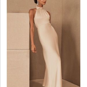 BHLDN Esme Satin Dress in Oyster
